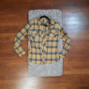 Kuhl Yellow Flannel Collar Button Up Small